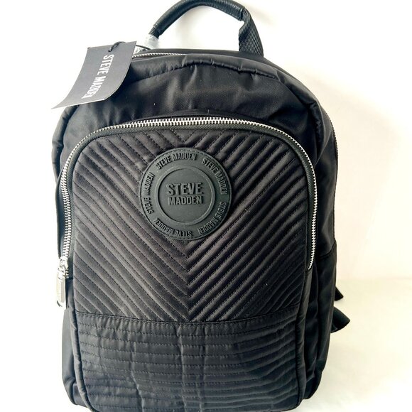 Steve Madden Black Two-Pocket Nylon Padded Backpack Bag W/ Detachable Pouch, NWT - Picture 9 of 16